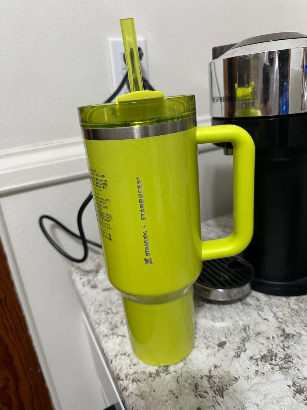 NEW Stanley + Starbucks Bright Yellow Travel Tumbler with Handle and Straw RARE